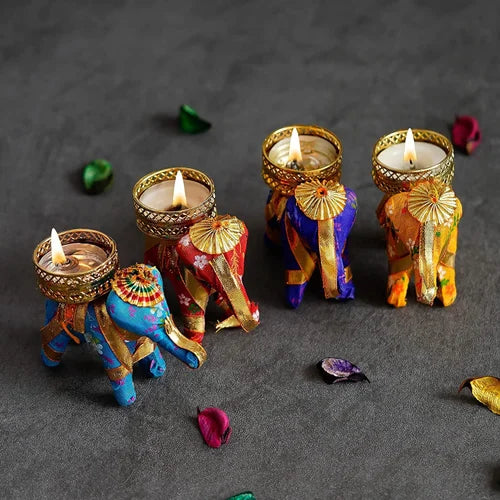 Pack of 4 Elephant Shape Tealight Candle Holders