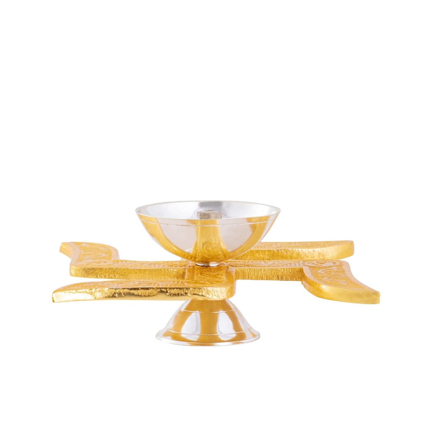Premium Brass Swastik Diya with Red Velvet Box for Pooja
